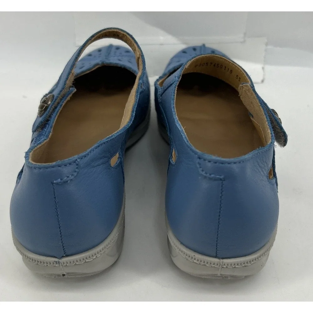 Hotter Chile Mary Jane Low Shoes Blue Slip On Hook And‎ Loop Women's 7.5